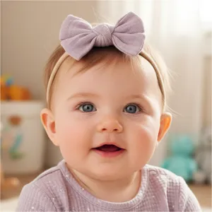 Baby Bow Headband Elastic Soft Cotton Infant Hair Accessories Cute Newborn Bowknot Head Hair Band For Baby Girls
