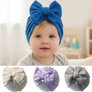 Infant Baby Girl Bowknot Jacquard Hat Soft Thin Newborn Hospital Beanie Cute Toddler Sun Protection Headwear