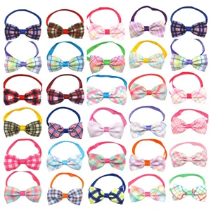 Nœud Papillon pour Animal de Compagnie à Carreaux Style Britannique Mignon Chiot Chat Collier Tour de Cou Réglable Nœud Cheveux Chien Accessoires Toilettage