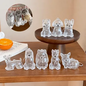 Cute Transparent Dog Cat Pet Hair Memorial Collection Keychain Creative Resin Animal Keyring Holder Gift