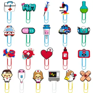 Trombones en Métal et PVC à Thème de Dessin Animé Médical Créatif Mignons Docteur Infirmière Marque-page Fournitures Scolaires de Bureau