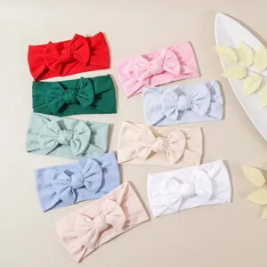 Infant Soft Elastic Nylon Wide Headband Cute Bow Hair Band Dopamine Baby Hair Accessories Kids Girls Daily Wear