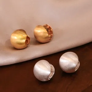 Pendientes de Botón de Bola Redonda Cepillada Mate para Mujer Cobre Poste Plata de Ley 925 Joyería Galvanizada en Oro Real