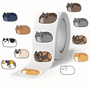 Cartoon Cat Washi Tape Stickers Decorative Cute Animal Cat Labels For Scrapbooking Journaling Envelope Sealing DIY Stationery