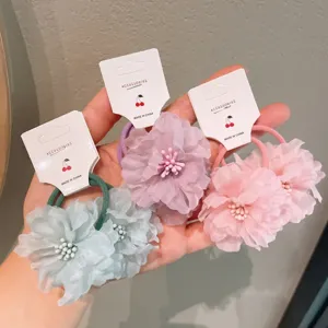 Coleteros de Pelo para Niños Lindo Malla Cuerdas de Pelo de Flor Dulce Floral Bandas Elásticas para Niñas Accesorios Diarios