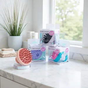 Diamant Silikon Shampoo Bürste Kopfhautmassagegerät Nass Und Trocken Haare Reinigungsbürste Kopfmassierer Mit PVC Box