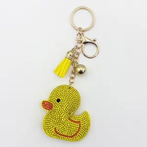Carino Portachiavi Anatra con Strass Ciondolo Borsa Cartoon Creativo Nappa Anello Chiave in Metallo Accessori Regalo Per Donne Ragazze