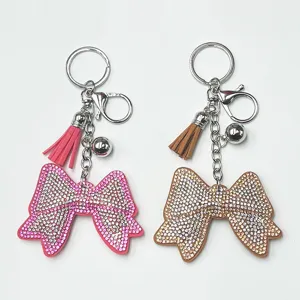 Portachiavi con Fiocco in Strass alla Moda Simpatica Nappa Ciondolo Borsa in Metallo Anello Chiave Donne Fascino Borsa