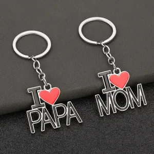 Portachiavi in Metallo Padre Madre Famiglia Moglie Portachiavi Regalo Simatico Ciondolo con Lettera Portachiavi per Donne Uomini Accessori Giornalieri
