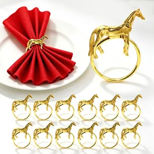 Gold Silver Metal Horse Napkin Rings Animal Napkin Buckle Holder For Hotel Party Wedding Table Decor Dinner Accessories