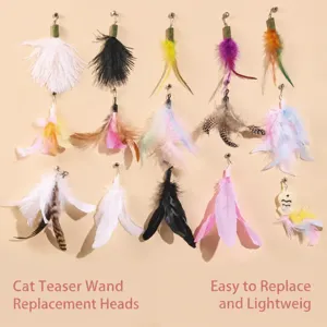 Interaktive Katzenangel Ersatzköpfe Set Naturfeder Schmetterling Fisch Anhänger Mit Glocken Katzenminze Kätzchen Spielzeug