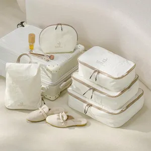 Taslon Juego de Bolsas de Almacenamiento de Viaje Impermeable Packing Cube Organizador de Equipaje Ropa Zapatos Bolsa Cosmética