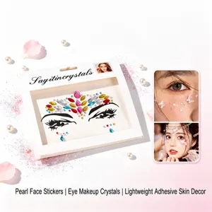 Pegatinas de Cara de Cristal Acrílico Tatuaje Temporal Gema de Strass Fiesta de Festival Maquillage de Halloween Joyas Corporales
