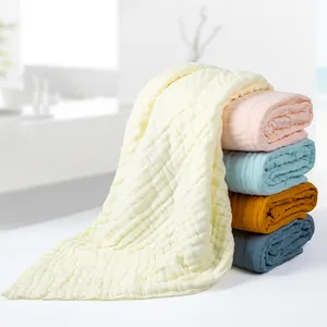 Newborn Baby Pure Cotton Bath Towel Candy Color Soft Gauze Infant Swaddle Blanket Children Bathing Towels