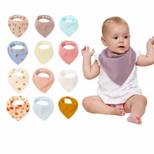 Bavoirs en Coton pour Bébé Doux Nouveau-né Tout-petit Bavoirs Triangle Bave Avec Boutons-pression Doubles Lingots d'Alimentation