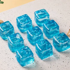 Square Ice Cube Squishy Toy Slow Rebound Sensory Squeeze Ball Snowflake Glitter Stress Relief Decompression Toy