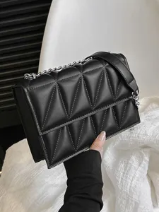 Sac Bandoulière Matelassé en Cuir PU pour Femme Sac à Épaule Classique à Chaîne Élégant Sac à Main de Commutateur Pochette Casual