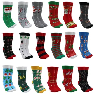 Chaussettes Mi-Mollet de Noël Unisexe Motif Père Noël Bonhomme de Neige Chaud d'Hiver Chaussettes en Polyester Décontractées