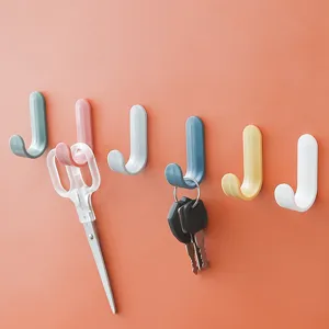 Modern Minimalist J-Shaped Adhesive Wall Hook Punch-Free Sticky Hook For Bathroom Kitchen Behind Door Hat Coat Hanger