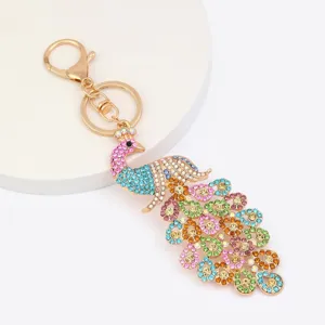 Light Luxury Creative Peacock Keychain Rhinestone Metal Animal Key Chain Cute Bag Pendant Fashion Car Key Ring Gift