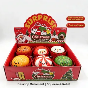 Christmas PU Bun Squishy Toy Slow Rebound Festive Cartoon Decompression Toy Cute Holiday Party Gift Stress Relief Toy