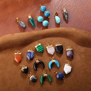 Stainless Steel Natural Stone Moon Pendant DIY Jewelry Accessory Necklace Bracelet Earring Making Part