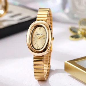 Vintage Retro Oval Quartz Watch For Women Stainless Steel Alloy Wristwatch Elegant Dress Timepiece Daily Gift