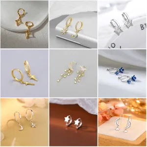 Korean Style Copper Star Rhinestone Earrings Elegant Tassel Geometric Stud Earrings Fashion Jewelry Gift For Women