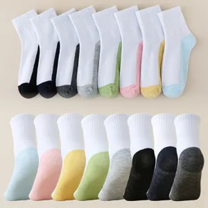 Kids Solid Color Crew Socks Breathable Polyester Sports Socks For Boys And Girls Children Daily Wear