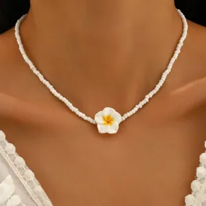 Bohemien Zomer Strand Rocailles Legering Bloemen Hanger Ketting En Enkelband Vakantie Mode Sieraden Cadeau