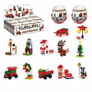 Weihnachten Weihnachtsmann Kapsel Bausteine DIY Pädagogisches Mikropartikel Montage Spielzeug Für Kinder Festliches Geschenk
