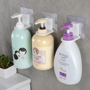 Punch Free Bathroom Shower Gel Bottle Holder Wall Mounted Plastic Shampoo Dispenser Rack Storage Organizer For Washroom