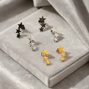 Pendientes de Botón de Acero Inoxidable Estrella de Cinco Puntas Unisex Joyería de Moda Geométrica Regalos
