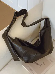 Koreaanse Stijl Retro Geplooide Dumpling Tas Zacht PU Leer Casual Pendelen Schoudertas Mode Halve Maan Tas