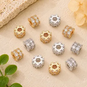 Copper Zirconia Snowflake Spacer Beads For DIY Jewelry Making Accessories Bracelet Necklace Components Gold Silver Charms