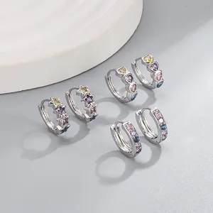 Kupfer Bunte Strass Creolen Herz Stern Rund Kleine Huggie Ohrstecker Für Damen Mädchen Süße Mode Schmuck Geschenk