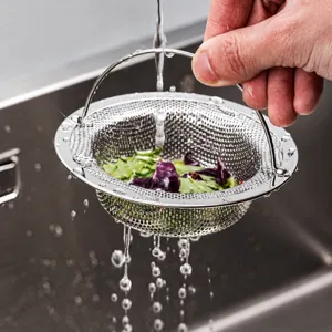 Stainless Steel Kitchen Sink Strainer With Handle Anti Clogging Drain Filter For Home Kitchen Sink Sewer Trash Catcher Mesh Basket Heavy Duty Food Waste Stopper