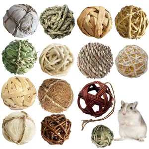 Balles Molaires en Herbe Naturelle Tissée Pour Hamsters Lapins Petits Animaux Jouet en Bois Pour le Grincement des Dents Jouet à Mâcher Accessoires Animaux