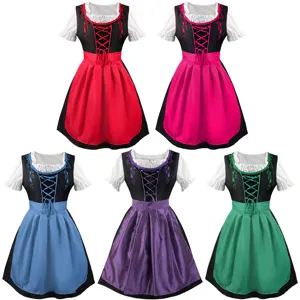 Women's Oktoberfest Dirndl Dress Bavarian Beer Maid Costume Cosplay Halloween Fancy Dress Party Performance Costume
