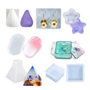 Silicone Mold DIY Resin Craft Molds For Pyramid Heart Storage Box Strawberry Earring Pendant Casting Handmade Jewelry Tools