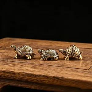 Brass Tortoise Ornament Longevity Dragon Turtle Statue Traditional Craft Auspicious Wealth Feng Shui Desktop Decoration Home Office Gift