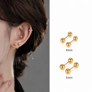 Medical Grade Titanium Steel Ball Stud Earrings For Women Men Gold Silver Minimalist Piercing Ear Bone Jewelry Accessory Gift