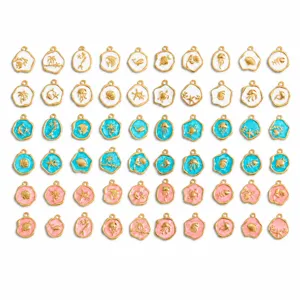 Breloques en Alliage de Zinc Vie Marine Océan Émail Électroplaqué Sirène Étoile de Mer Tortue Pendentifs Émaillés Pour Création de Bijoux Fai da Te Collier Bracelet Accessoire Artisanal