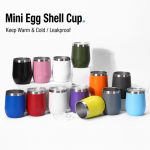 Tazza Isolata Sottovuoto in Acciaio Inossidabile 304 a Forma di Guscio d'Uovo Mini Tazza da Caffè Portatile a Doppia Parete