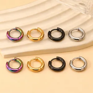 Orecchini A Cerchio In Acciaio Al Titanio Minimalista Huggie Lucidato Gioielli Geometrici Per Uomini Donne Unisex