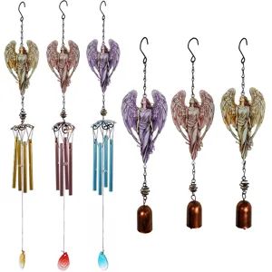 Doppelseitiges Engel Windspiel Metall Glocken Aluminium Rohre Außen Garten Hinterhof Hängende Dekoration Retro Engel Geschenk