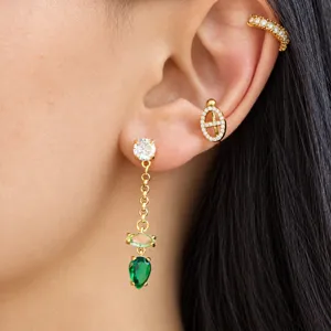 Stainless Steel Colorful Zirconia Drop Earrings For Women Gold Plated Tassel Long Dangle Earrings Luxury Fashion Jewelry Gift
