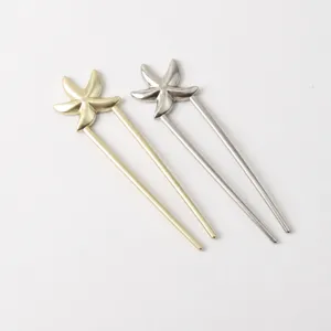 Minimalist Matte Zinc Alloy U-Shaped Hairpin For Women Gold Silver Electroplated Shell Starfish Bowknot Hair Stick Headwear