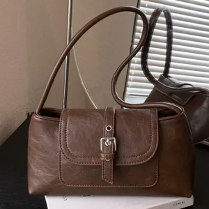 Borsa Sotto l'Ascella in Pelle PU Vintage per Donna Borsa a Tracolla Minimalista Con Fibbia in Metallo Borsa a Tracolla Singola Daily Lady Purse