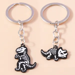 Kreatives Dinosaurier Skelett Fossil Schlüsselanhänger Set Acryl T-Rex Triceratops Taschenanhänger Cartoon Tier Schlüsselring Mode Schmuck Zubehör